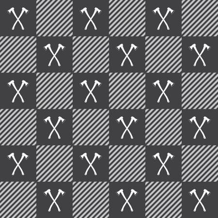 Lumberjack plaid pattern with axesのイラスト素材