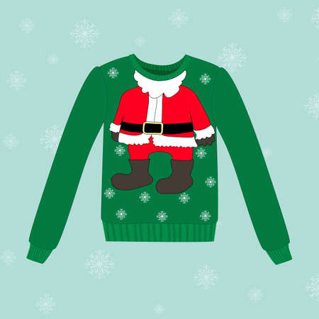 Christmas sweater on blue vector background with snowflakesのイラスト素材