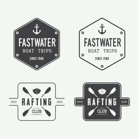 Set of vintage rafting logo, labels and badges. Vector illustrationのイラスト素材