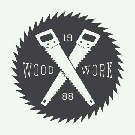 Vintage sawmill label, emblem, logo or badgesのイラスト素材