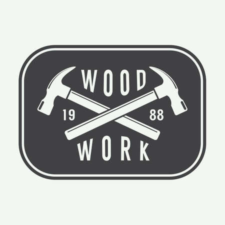 Vintage carpentry vector label, emblemのイラスト素材