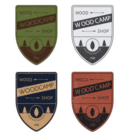 Set of a color vector badges in vintage styleのイラスト素材