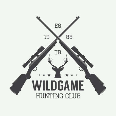 Vintage hunting label or badge and design elements. Vector illustrationのイラスト素材