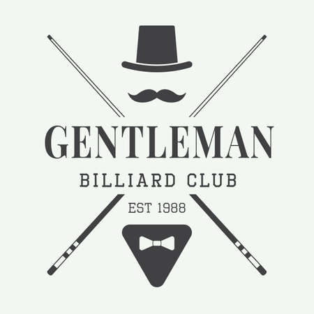 Vintage billiard vector label, emblem and logoのイラスト素材