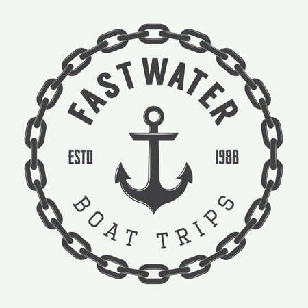 Vintage rafting or boat rental logo, labels and badges. Vector illustrationのイラスト素材