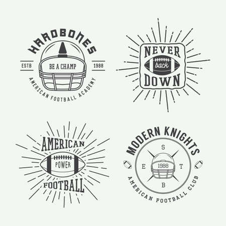 Set of vintage rugby and american football vector labels, emblems and logoのイラスト素材