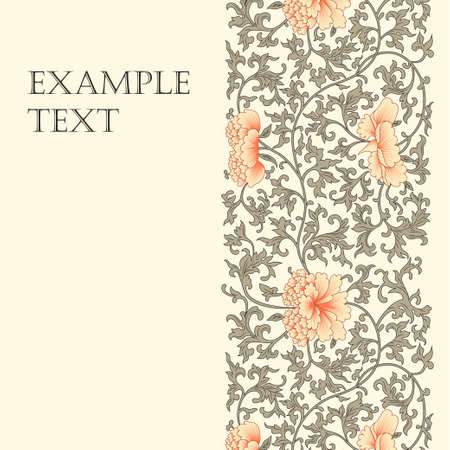 Card template with asian flowersのイラスト素材