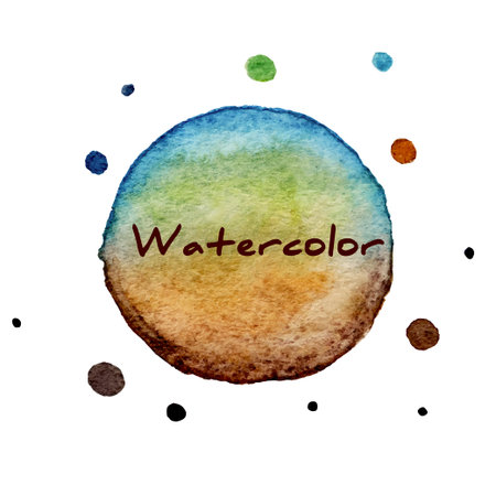 Multicolor watercolor hand drawn circles vector backgroundのイラスト素材