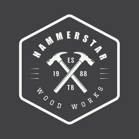 Vintage carpentry and mechanic vector label, emblem and logoのイラスト素材