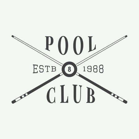 Vintage billiard vector label, emblem and logoのイラスト素材