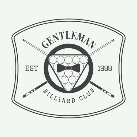 Vintage billiard label, emblem and logo. Vector illustrationのイラスト素材