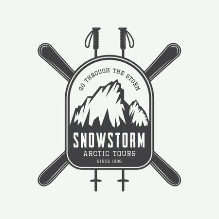 Vintage mountaineering and arctic expeditions logos, badges, emblems and design elements. Vector illustrationのイラスト素材