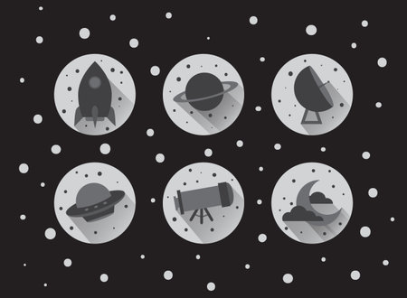 Set of flat space vector icons, eps 10のイラスト素材