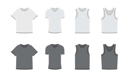 Set of different types of t-shirts in dark and light colors, eps 10のイラスト素材
