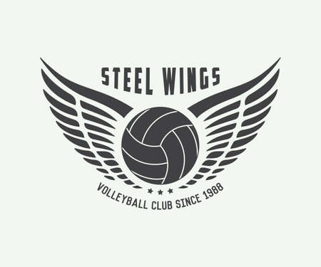 Vintage volleyball label, emblem or logo. Vector illustrationのイラスト素材