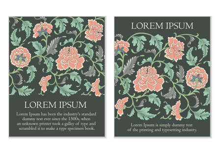 Set of floral vector cards, のイラスト素材