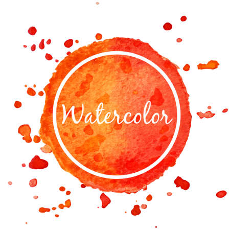 Orange watercolor splash circle backgroundのイラスト素材