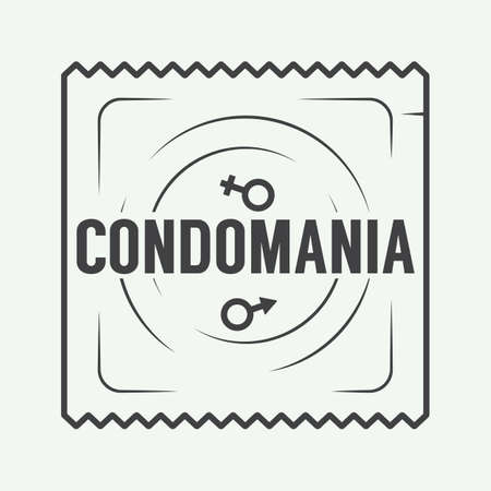 Vintage condoms or sex labels, logo, badge and design elements. Vector illustration, eps 10のイラスト素材