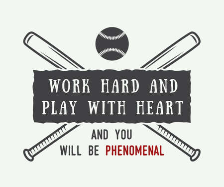 Vintage baseball logo, emblem, badge with slogan and motivation. Vector illustrationのイラスト素材
