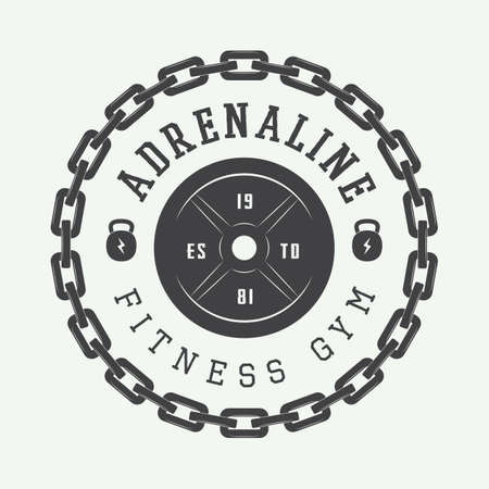 Gym logo in vintage style. Vector illustration.のイラスト素材