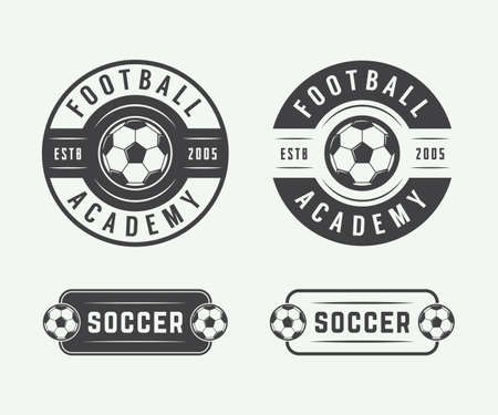 Set of vintage soccer or football logo, emblem, badge. Vector illustrationのイラスト素材