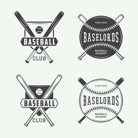 Vintage baseball logos, emblems, badges and design elements. Vector illustrationのイラスト素材