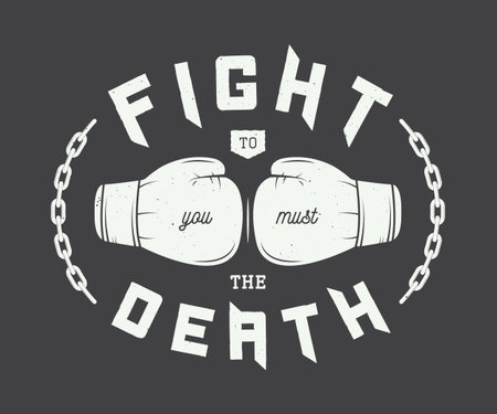 Vintage boxing, mixed martial arts or sport logo, emblem, badge, label and watermark with gloves.Vector illustrationのイラスト素材