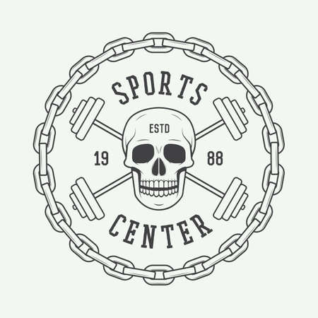 Gym logos, labels and badges in vintage style. のイラスト素材