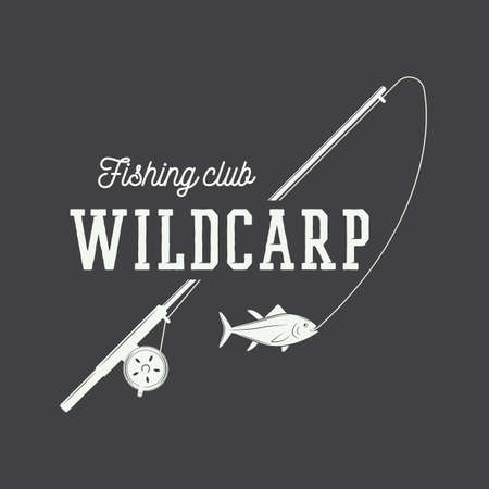 Vintage fishing label, log, badge.のイラスト素材