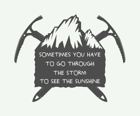 Vintage adventure badge, emblem with motivation slogan. Vector illustrationのイラスト素材