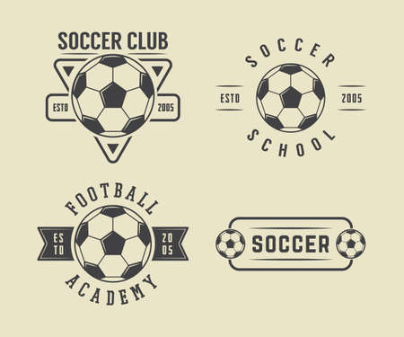 Set of vintage soccer or football, emblem, badge in retro style. Vector illustrationのイラスト素材