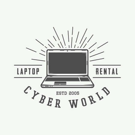 Vintage laptop. Can be used for logo, badge, emblem and much more. Vector Illustrationのイラスト素材