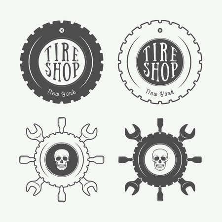 Vintage mechanic label, emblem and logo. Vector illustrationのイラスト素材