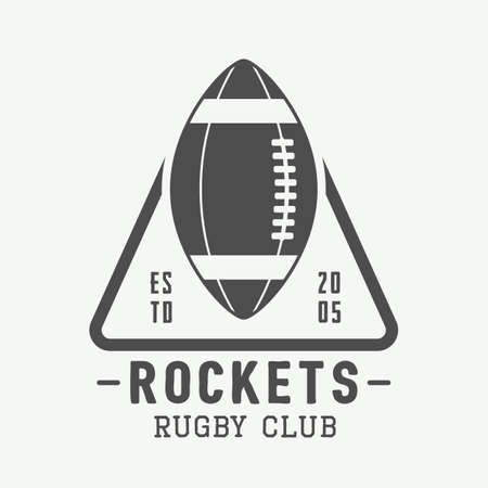 Vintage rugby and american football labels, emblems and logo. Vector illustrationのイラスト素材