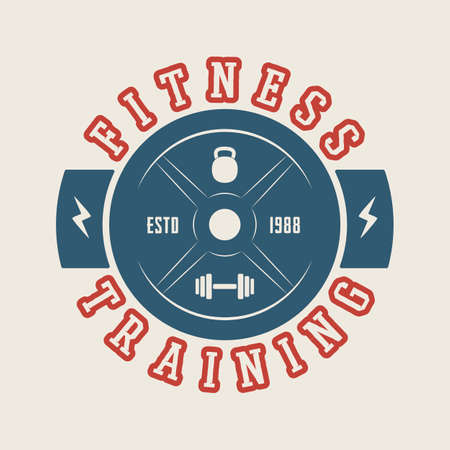 Gym logo, badge, label, mark in vintage style. Vector illustration. Graphic Artのイラスト素材