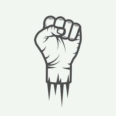 Fist in vintage style. Graphic art. Vector illustrationのイラスト素材