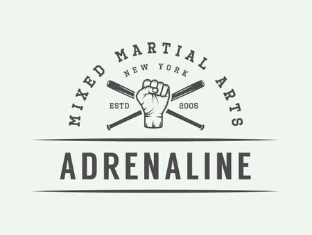 Vintage mixed martial arts logo, badge or emblem. Vector illustrationのイラスト素材