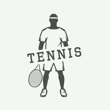 Vintage tennis or sport motivational poster with inspiration in retro style. illustration. Monochrome Graphic Art.のイラスト素材
