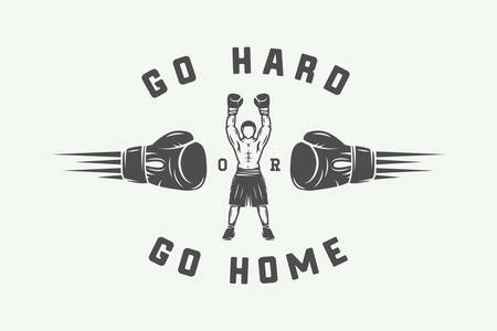 Vintage retro motivation logo, emblem, label, poster or design print. Inspirational quote with typography. Monochrome graphic Art. Vector Illustration.のイラスト素材