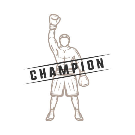 Vintage retro boxer. Can be used for logo, badge, emblem, mark, label. Graphic Art. Illustration.のイラスト素材