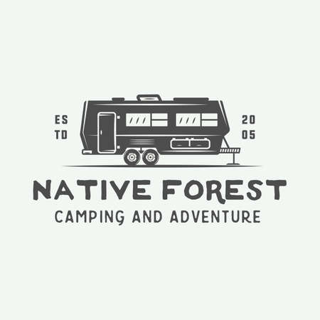 Vintage camping outdoor and adventure logos, badges, labels, emblems, marks and design elements. Graphic Art. Vector Illustration.のイラスト素材