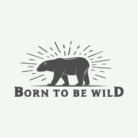 Vintage camping outdoor and adventure logo, badge, label, emblem, mark . Vector illustration. Monochrome Graphic Art.のイラスト素材