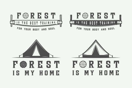 Set of vintage carpentry, woodwork and mechanic labels, badges, emblems and icons.のイラスト素材