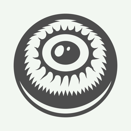 Vintage halloween eye in retro style. Monochrome Graphic Art. Vector Illustration.のイラスト素材