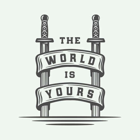 Warrior or fighting typography poster. Graphic Art. Vector Illustration.のイラスト素材