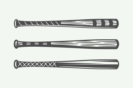 Set of vintage baseball logos, emblems, badges and design elements. illustration Black and White.のイラスト素材