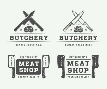 Set of vintage butchery emblemsのイラスト素材