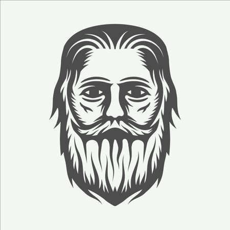 Vintage beardman lumberjack in retro style. Monochrome Graphic Art. Vector Illustrationのイラスト素材