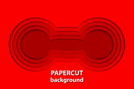 Vector background with red paper cut shapes. 3D abstract paper art style, design layout for business presentations, flyers, posters, prints, decoration, cards, brochure cover.のイラスト素材