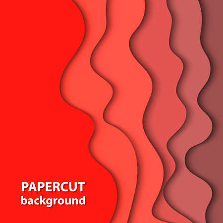 Vector background with bright deep red color paper cut shapes. 3D abstract paper art style, design layout for business presentations, flyers, posters, prints, cards, brochure cover.のイラスト素材